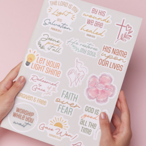 Let your light shine waterproof Christian sticker sheet with holographic laminate Christian Bible journal stickers on waterproof vinyl Faith-inspired waterproof vinyl sticker sheet Holographic Christian stickers for Bible journaling Christian gift sticker sheet by Myrrh Beauty & Wellness