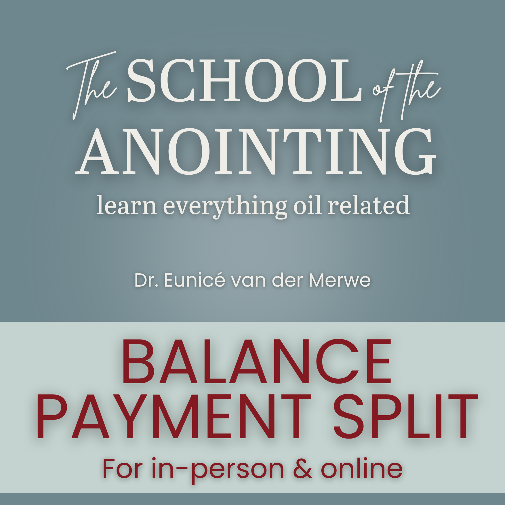 1 of 6 balance payments (excl. registration fee)